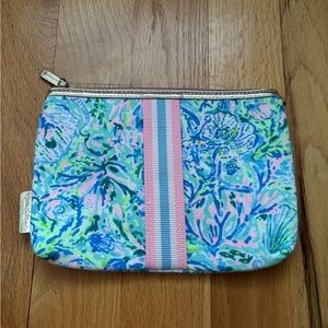 Lilly Pulitzer Blue and Pink Floral Cosmetic Bag